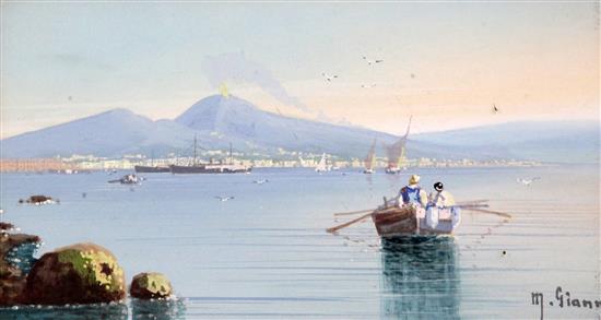 Maria Gianni (1800-1900) Vesuvius and the Bay of Naples 6 x 11in.